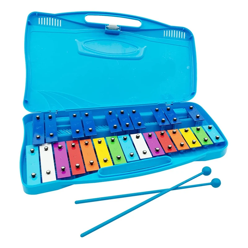 Xilofone com estojo para adultos e crianças, brinquedo musical colorido, instrumento perfeitamente afinado, adultos e crianças, 25 notas