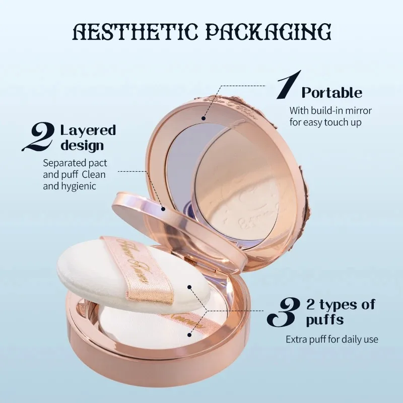 Maquillage Professionnelle Flower Knows Moonlight Mermaid Matte Soft Compact Powder Oil Control Waterproof Face Powder