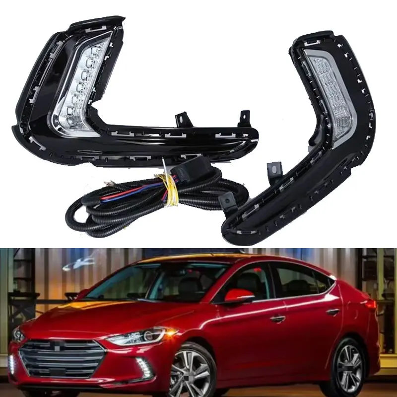 

Car Led DRL for Hyundai Elantra 2016 2017 2018 Daytime Running Light Dynamic Turn Signal Fog Lamp Accessories