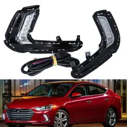 Car Led DRL for Hyundai Elantra 2016 2017 2018 Daytime Running Light Dynamic Turn Signal Fog Lamp Accessories