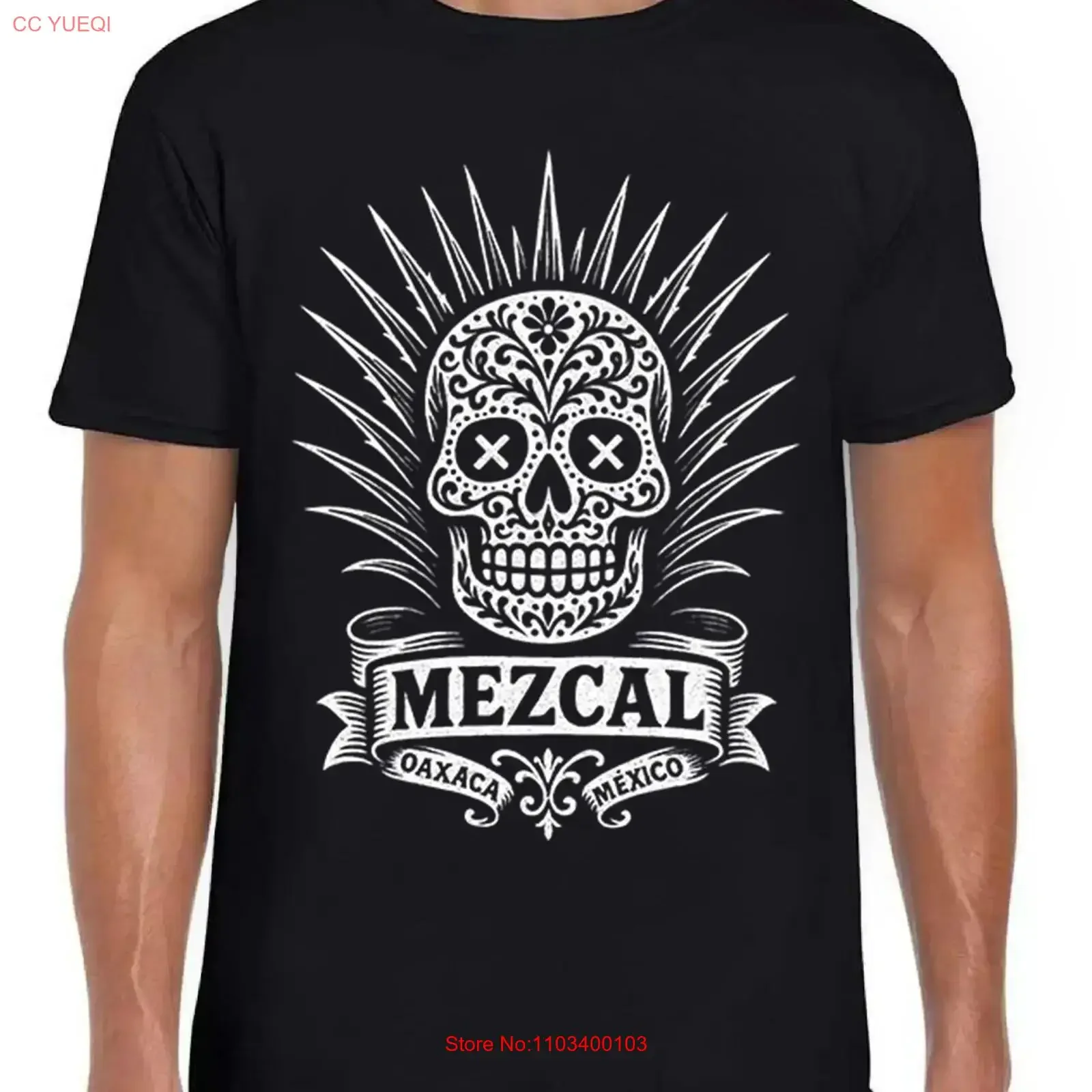 T-shirt noir drôle Mezcal Tequila Sugar Skull Mexico Muertos Tijuana 501 vintage délavé doux unisexe graphique mode légèrement imprimé
