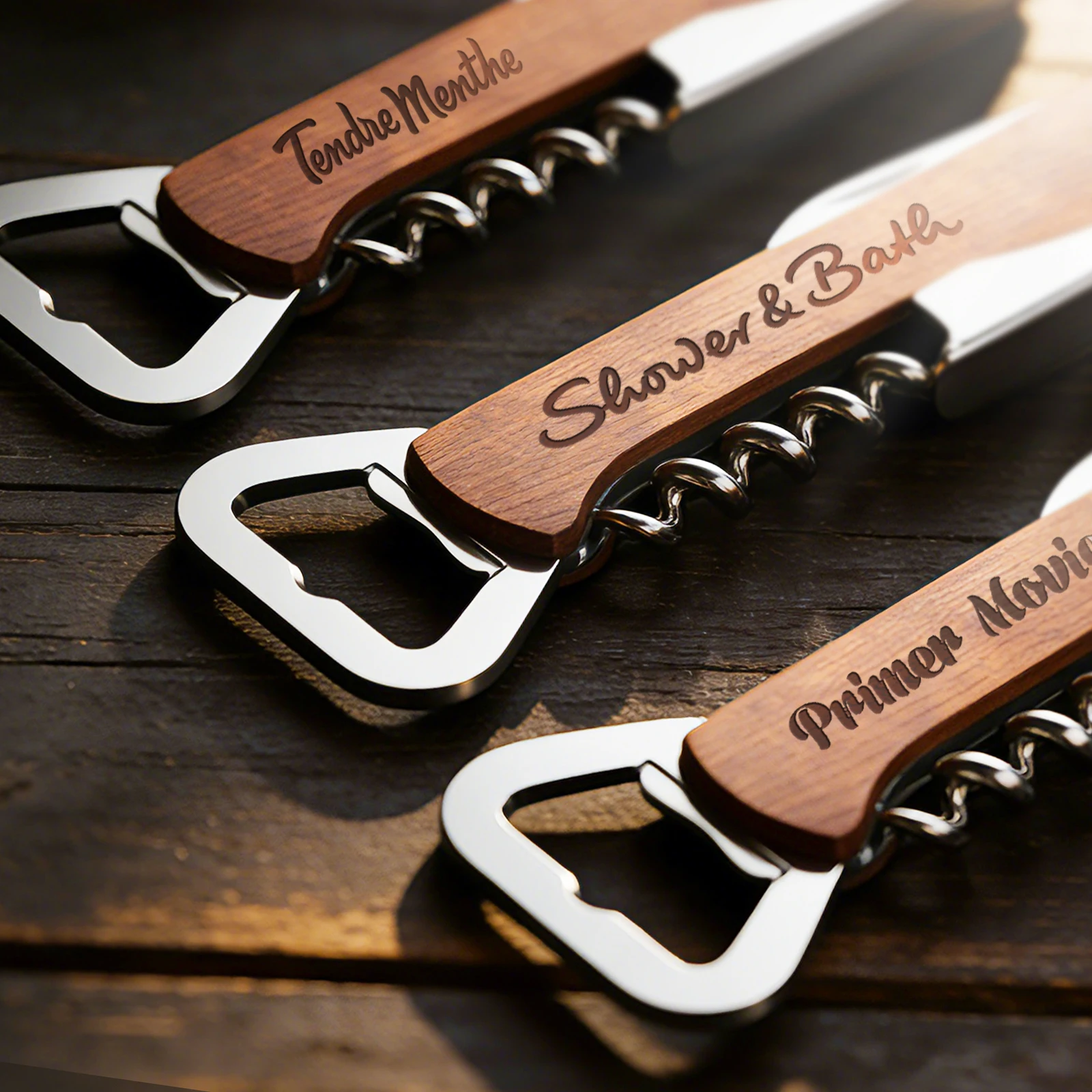 Free Personalized Your Logo Wine Bottle Opener Multifunction Natural Wood Corkscrew Wedding, Restaurant，bar, and Party Supplies