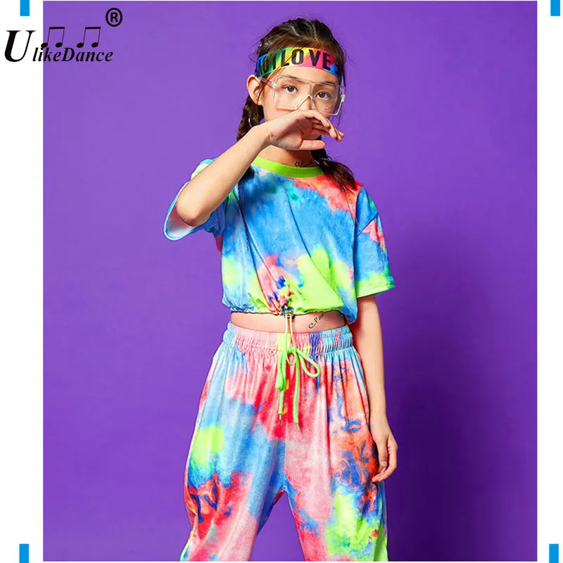 Kid Street Dance Mädchen Jazz Kostüm Hip Hop für Mädchen Ballsaal Kostüme Hip Hop Hosen Für Kinder Leistung Modern Dance Kleidung