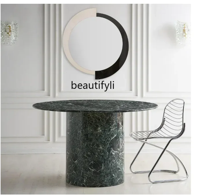 

A26 Natural marble edge, light luxury Nordic simple marble dining table, luxury round table