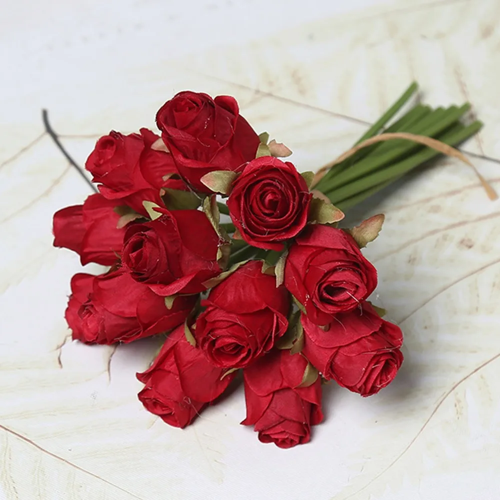 

12 Heads Rose Artificial Flower Silk Petals Multicolor Simulation Rose Flower DIY Accessories Photo Props Floral Arrangement