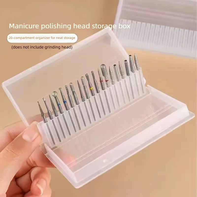 1/2/3PCS 20 Slots Clear Nail Drill Bit Brush Plastic Storage Box Holder Container Manicure Cutters Accessories Nail Art Tool view 2