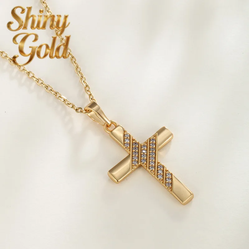 

Золотой кулон-крест ShinyGold Luxury 24K 9999 пробы из чистого золота с бриллиантами для мужчин и женщин