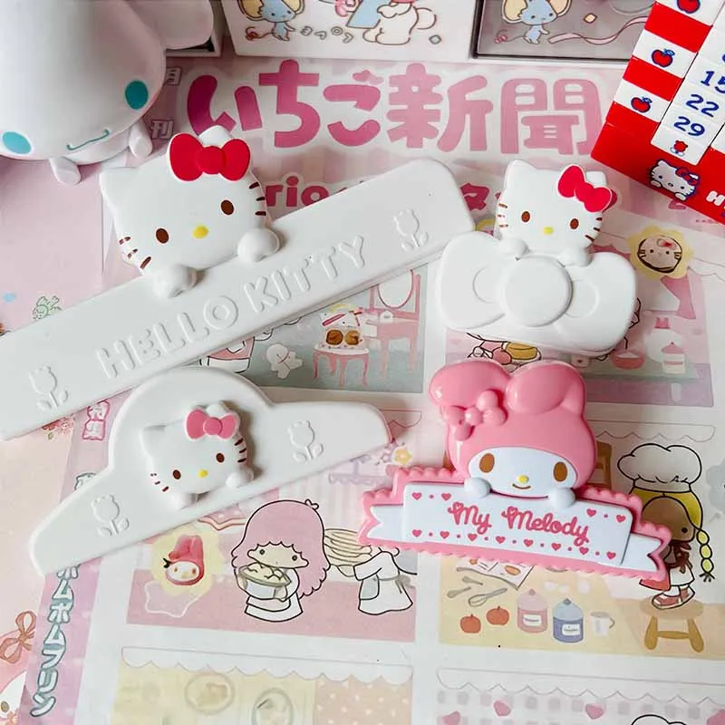 

MISION Hello Kitty Melody Storage Food Seal Clips Sealer Clamp Magnetic Fridge Sticker Ticket Holder Hand Acount Folder Gifts