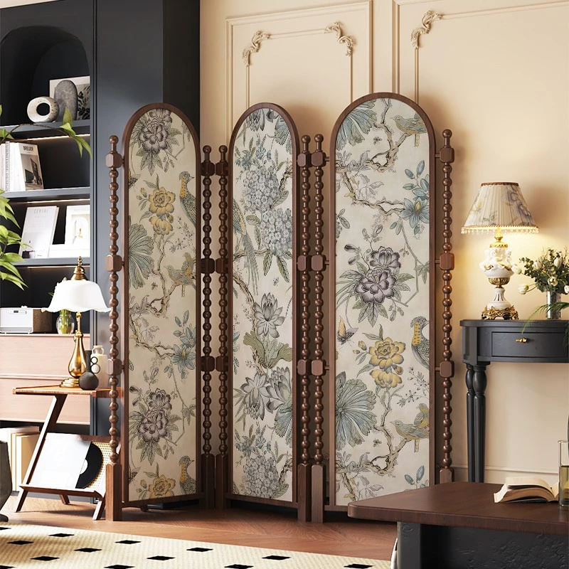 

Retro folding solid wood partition living room home blocking mobile bedroom dining room sofa decoration folding