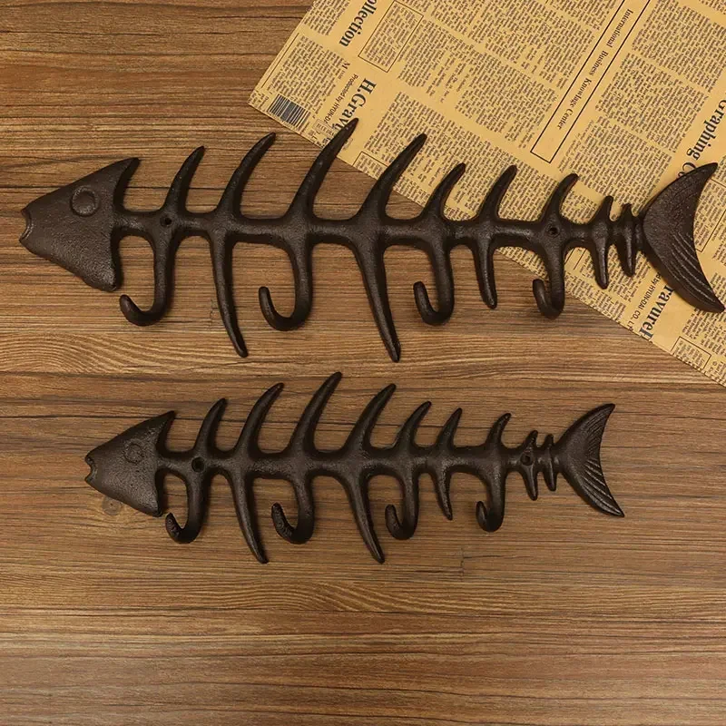 

Retro Fish Bone Shape Coat Racks Personality Iron Wall Hangers Vintage Home Wall Decor Furniture for Wardrobe Room
