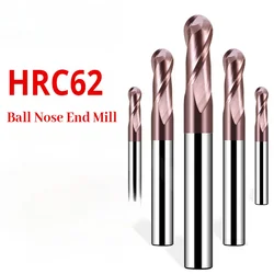 Ball Nose End Mill HRC62 Tungsten Carbide Cutter CNC Router Bit R0.5 R0.75 R1,R1.25 R2 R3mm -R10mm 2Flute Carbide Slot Drill
