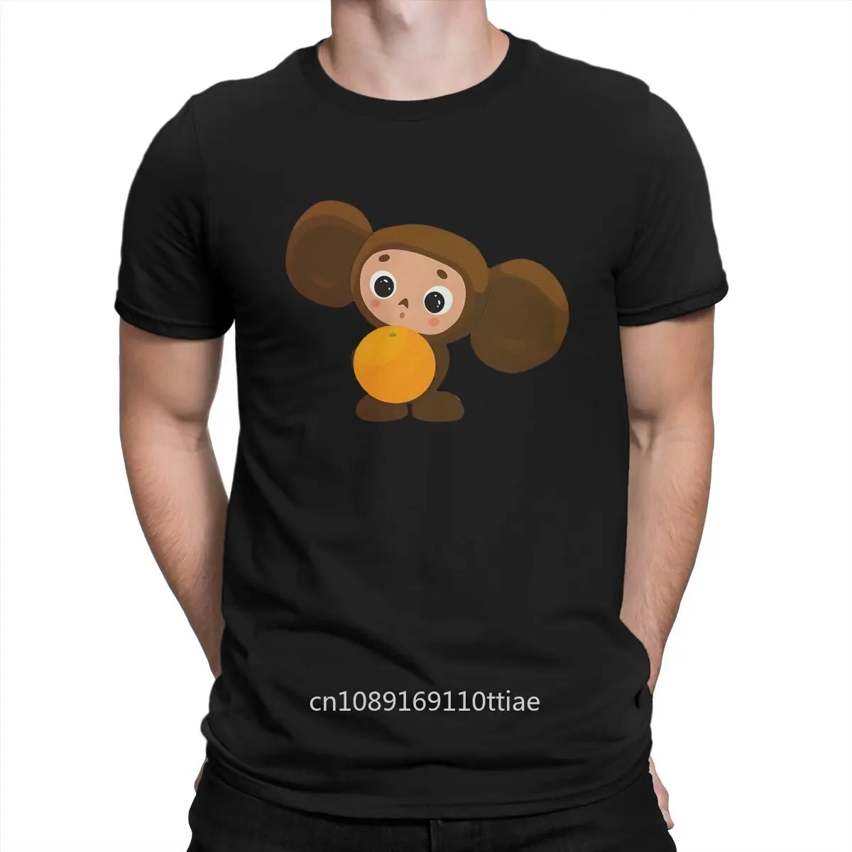 Cheburashka Poster Men TShirt Cheburashka Crewneck Tops 100% Cotton T Shirt Humor High Quality Birthday Gifts