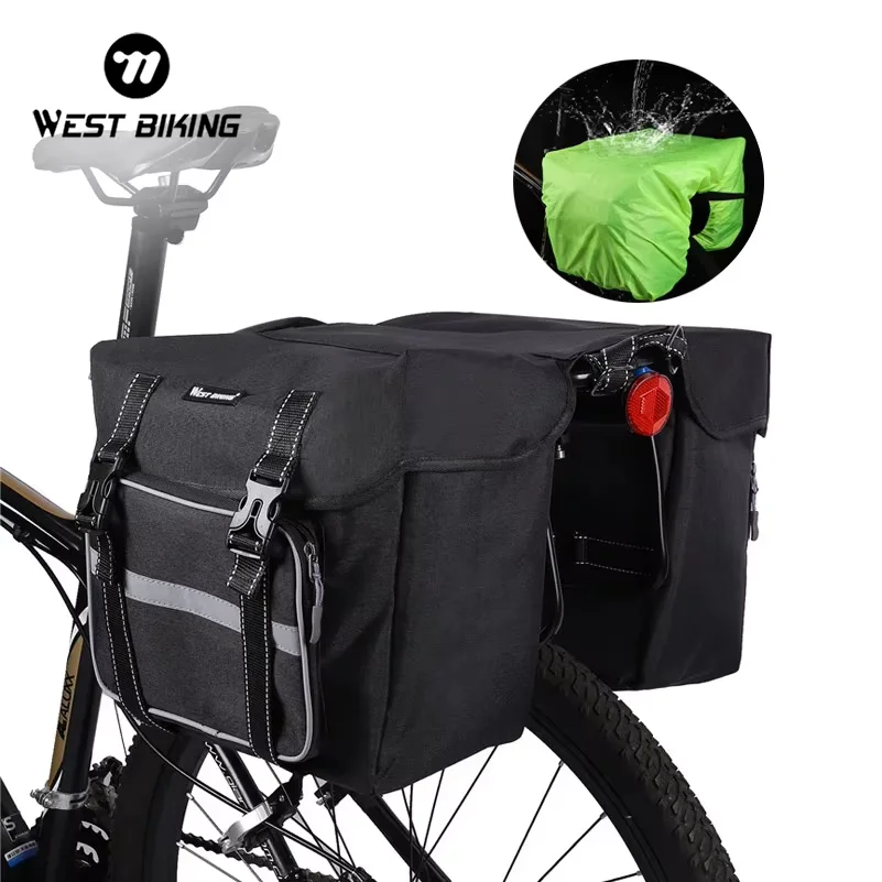 WEST BIKING Bike Rack Bag Trunk Bag Waterproof Carbon Leather Bicycle Rear Seat Cargo Bag Rear Pack Trunk Pannier Handbag