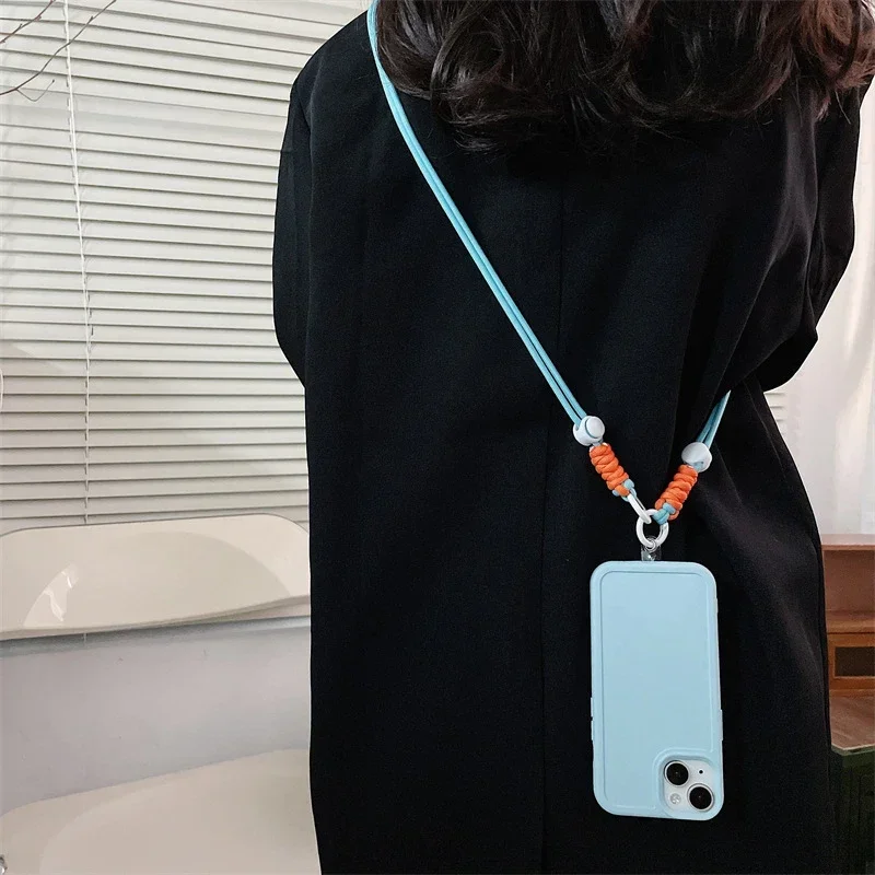 Adjustable Long Crossbody Mobile Phone Lanyard Nylon Neckband Strap Rope Pearl Hanging Ornaments Anti-Lost Lanyard Phone Cas