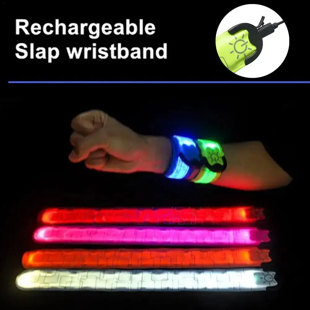 LED Wrist Band High Brightness Decorative Rechargeable LED Slap Glowing Night Running Armband Bracelet for Outdoor