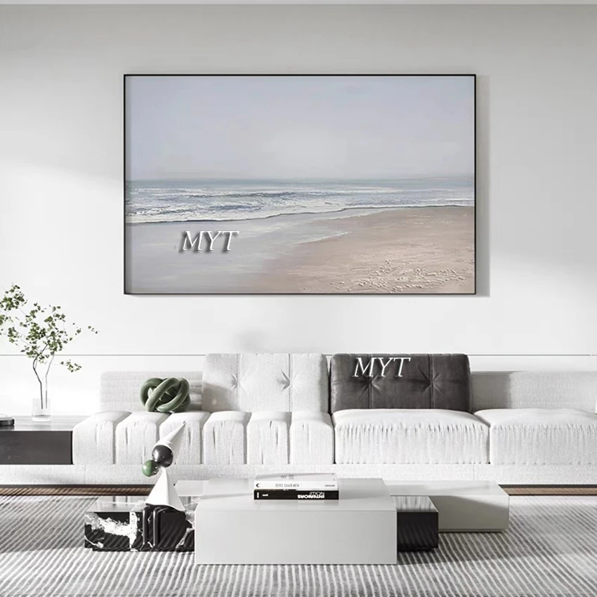 

Modern Home Designs Abstract Painting 100% Handmade Seaside Oil Painting Unframed Wall Art Picture For Hotel Quality Artwork