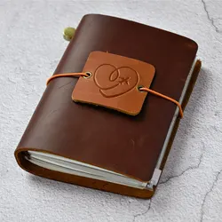 100% Leather Notebooks Heart Plane Tag Travel Journal Passport Size Diary Replaceable Books 192 pages Outdoor Portability