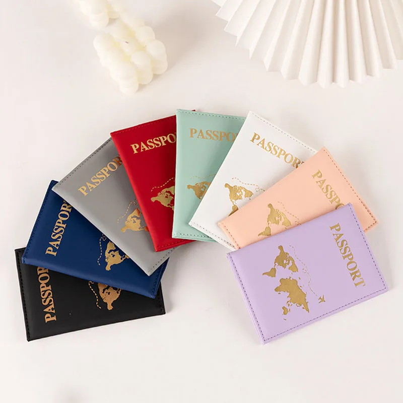 Fashion Passport Protective Cover World Pattern Travel Passport Holder Wallet Gift PU Leather Card Case Cover Unisex Storage Bag