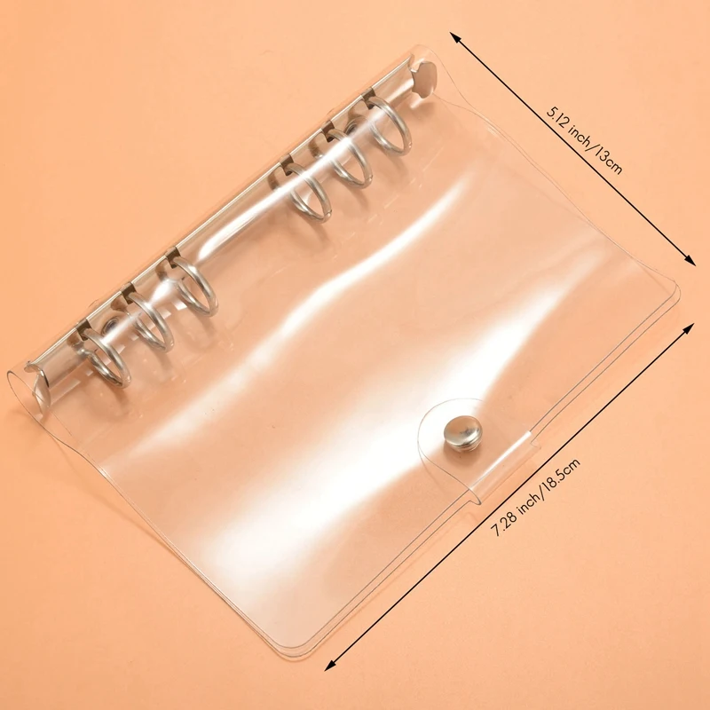 6リングの透明なPVCバインダーカバー,詰め替え可能なノートブックプロテクター,ルーズリーフプランナーの保護,マルチカラー,2個