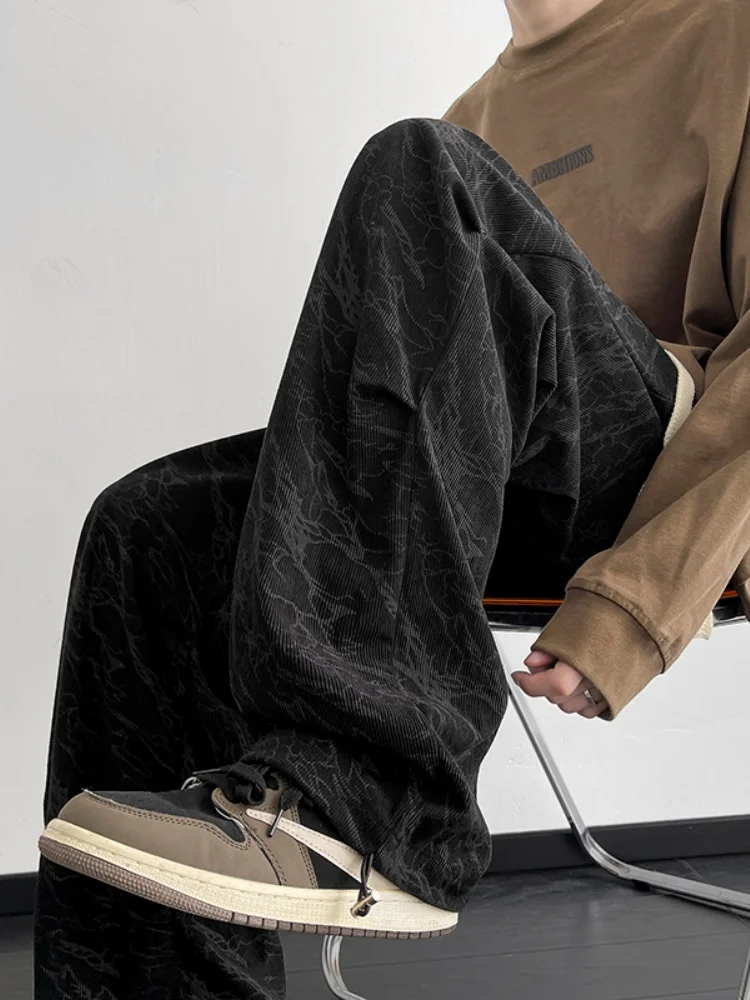 

Мужские повседневные свободные брюки с широкими штанинами, весна-осень, новые модные прямые брюки в пол, повседневные длинные брюки