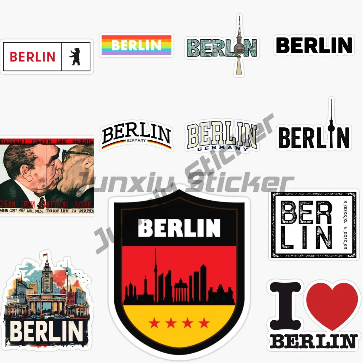 German Berlin Flag Scenic Travel Vinyl Sticker Car Styling Motorcycle Bike Waterproof Decal Trucks Laptop Car Accessories Decals