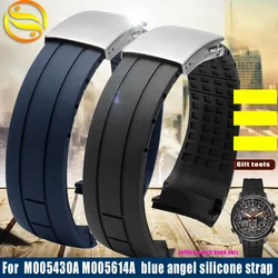 Curved end watchband  22mm 23mm For Mido M005430A M005614A Waterproof rubber watchband for Citizen blue angel silicone strap