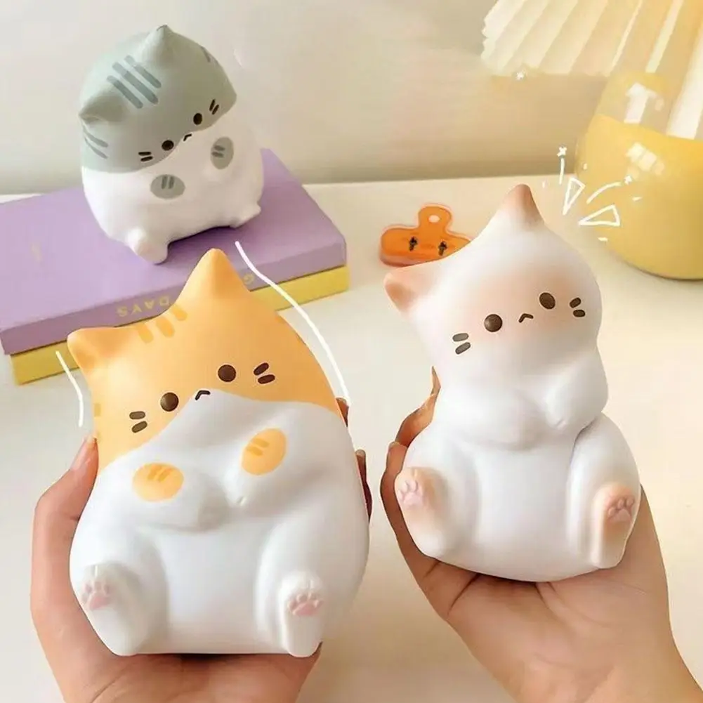 Kawai Cat Squishy Fidget Toy, Slow Rebound Squeeze Stress Ball, Cute Cat-Shaped Office Decor, Stress Relief Toy For Adults Kids