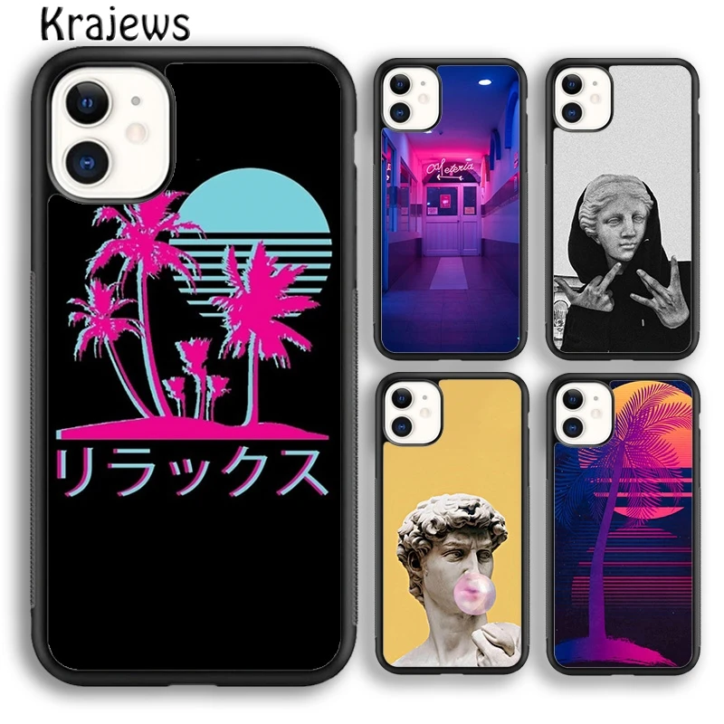 Neon Vaporwave Art Phone Case Cover For iPhone 16 15 14 plus XS XR 11 12 mini 13 pro max coque Shell Fundas