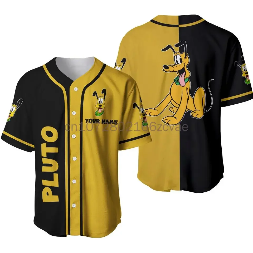 Nowa koszulka baseballówka w stylu Casual 2024 Pluto koszulka baseballowa Disney Fashion bezpłatna nazwa własna męskiej damskiej i dziecięcej koszuli baseballowej