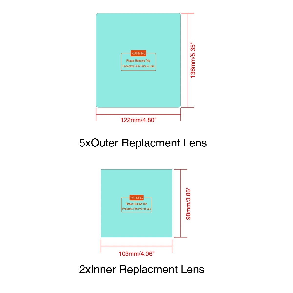 Obiettivo del casco per saldatura KeyGree 5 pezzi sostituzione esterna dello schermo di visualizzazione di grandi dimensioni e obiettivo di ricambio interno 2 pezzi per la serie LYG-M800H