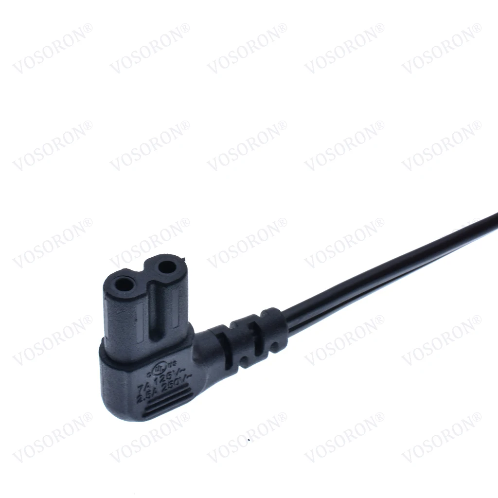 سلك طاقة بزاوية قائمة NEMA 1-15P إلى IEC320 C7 للتلفزيون/PS، كابل خط طاقة بزاوية 2 شقوق، SPT-2x18AWG، 1.8 متر (6FT)