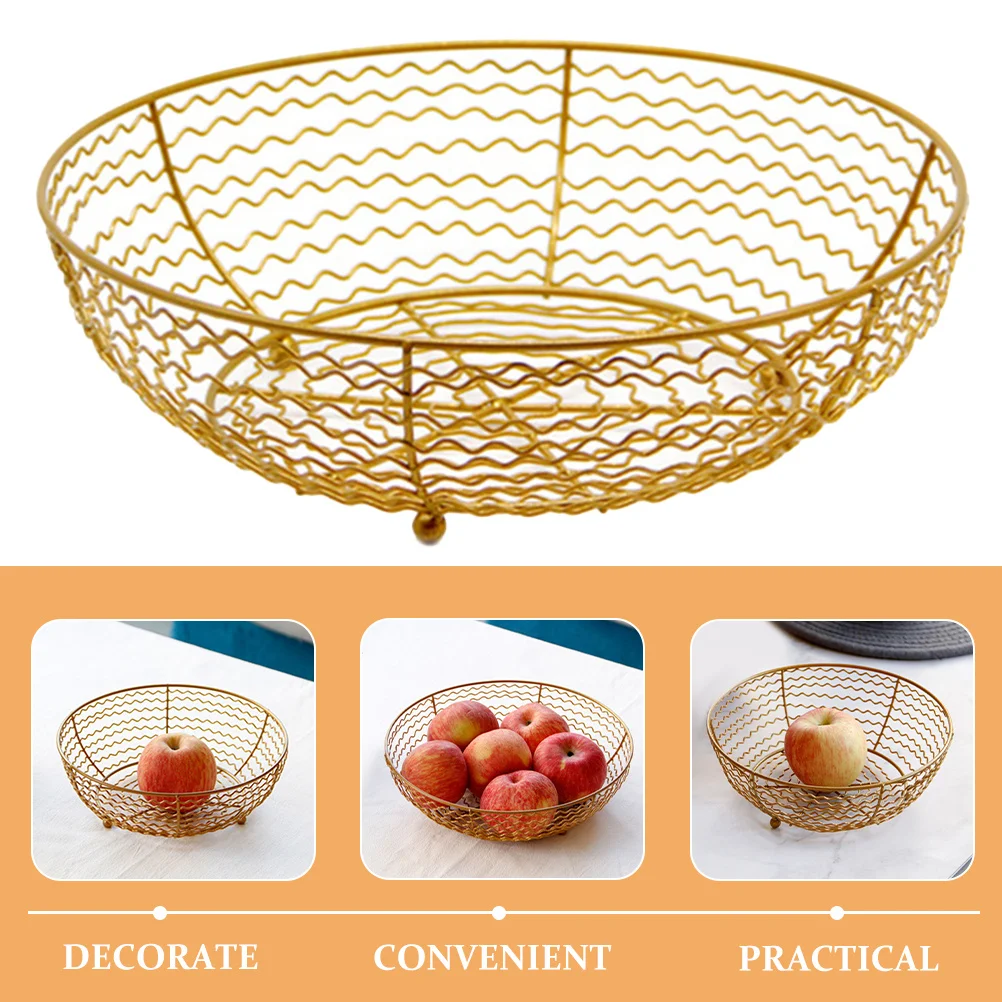 

Elegant Modern Metal Wire Basket Storage Organizer Fruit Vegetable Holder Countertop Decorative Metal Sundries Basket