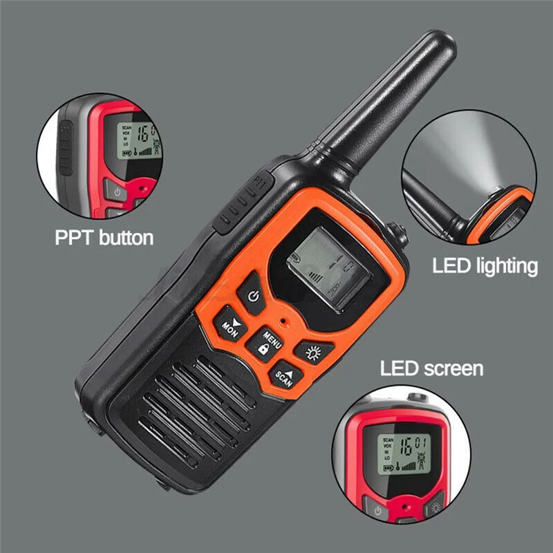 2 Stuks Handheld Walkie Talkie Radio 22 Kanalen Set 10 Km Uhf 400-470 Mhz Dual Band Lange afstand Communicatie Transceiver