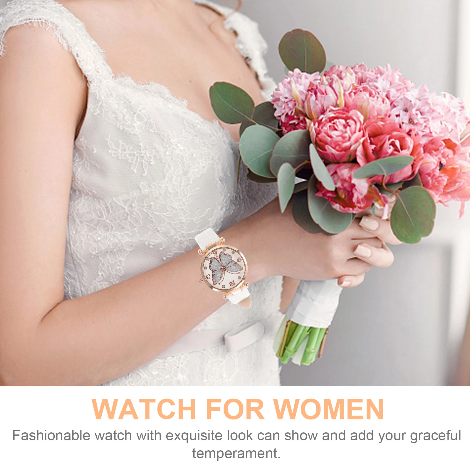 

Flash Powder Butterfly Watch For Women Elegant Lightweight Stylish Quartz Wristwatch Daily Wear Decorative Timepiece
