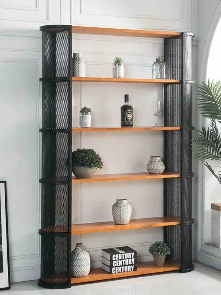 Shelf Wrought Iron Bookcase Floor Partition Hallway Light Luxury and Simplicity Ins Decorative Multi-Layer Display Stand