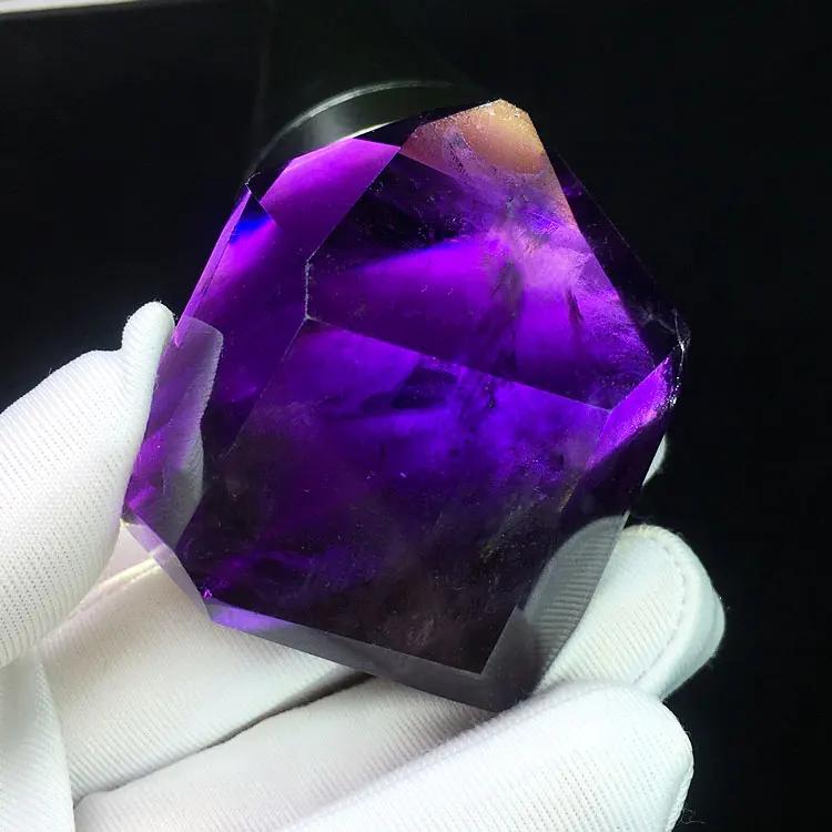Natural Uruguay Purple Quartz Single Point Column Deep Purple Yellow Crystal Hexagonal Rainbow Layered Sea Urchin Ornament