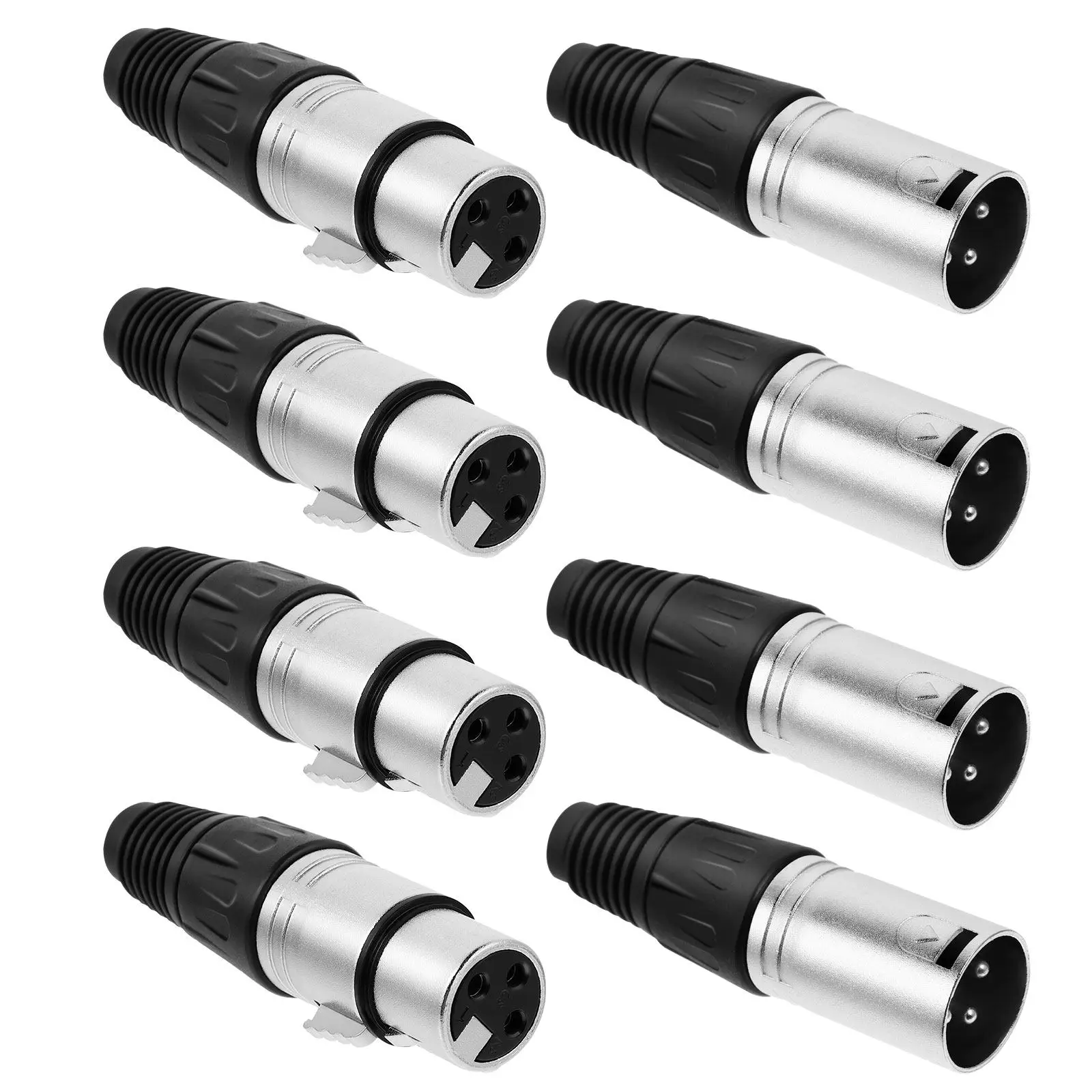 1Set Xlr 3 Pin Connector Zinc Alloy Replacement Set Male Female Microphone Audio Socket Solder Type Mic Plug Xlr Connector