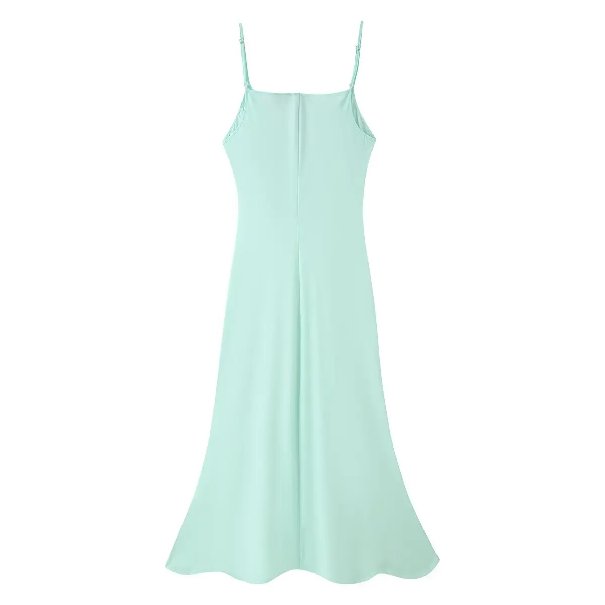 Zartes Grünes Spitzenkleid mit V-Ausschnitt, Maxi-Länge, Schicke Weite Ärmel, Plissiert, Schlanke Passform, Mehrschichtiges Abendkleid, Hochzeitsgast-Robe 2026 – Detail 6