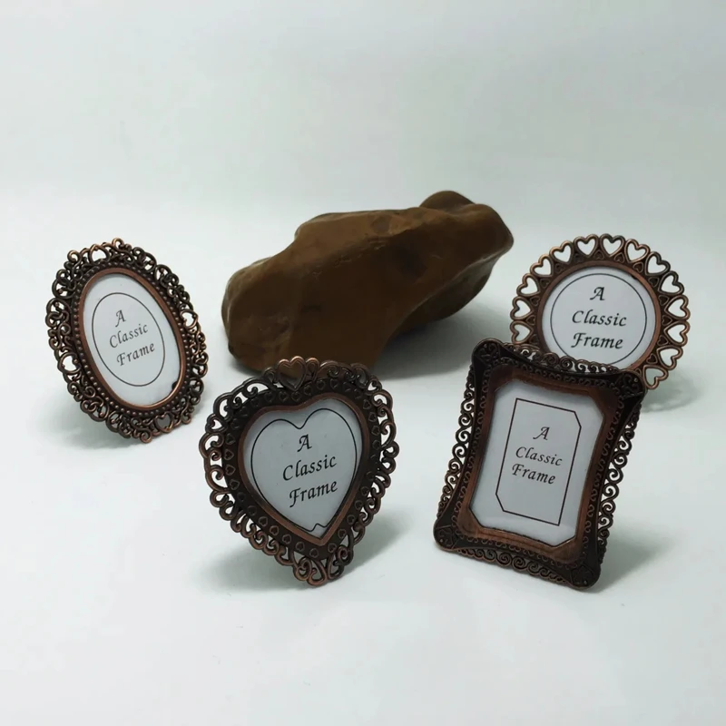 Metal Mini Small Photo Frames Vintage Picture Frames Heart Oval Shape Baby Photo Frame Home Living Room Desktop Decor Exquisite