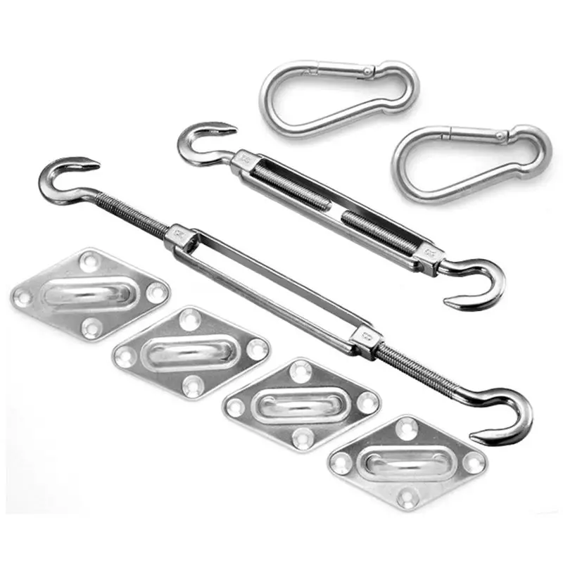 New Accessories for Sunshade Sails Spring Hook Sunshade Net Set Stainless Steel Shelter Fitting Kits