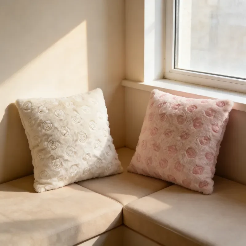Valentine's Day pillow cover ins three-dimensional quilted roses living room home sofa cushion car waist back cushion