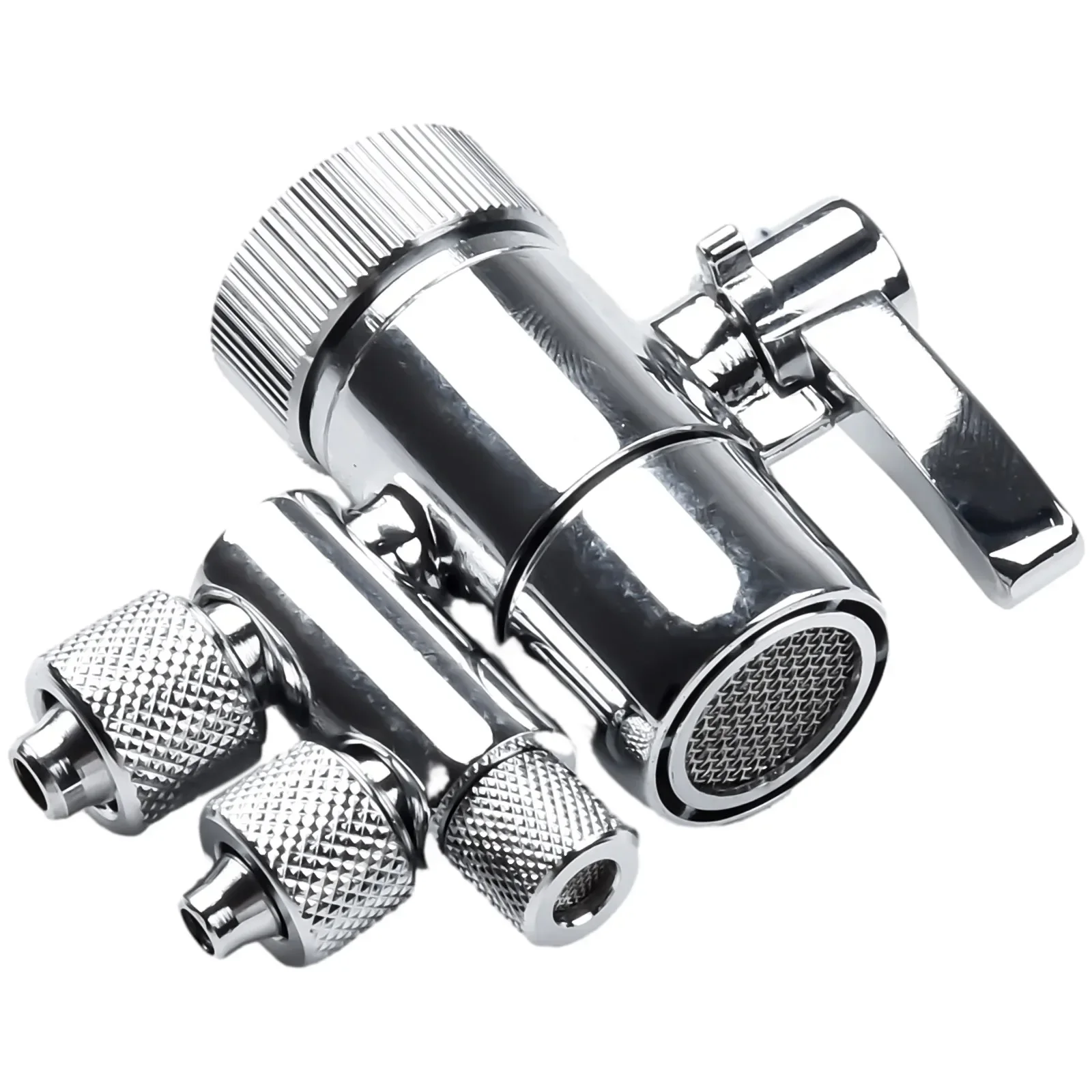 Brass Diverter Valve Silver 3/8in & 5/16in Out Diverter Valve Faucet Filter Parts For ESpring Fits Most Standard