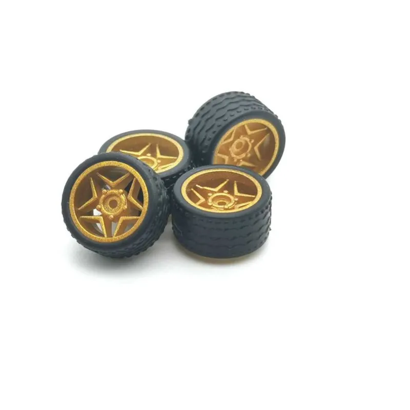 1 set 1/64 Alloy Model Car Custom Wheels 10.3mm Axle-Free Rubber Coated Series for Hot Wheels 4 pcs