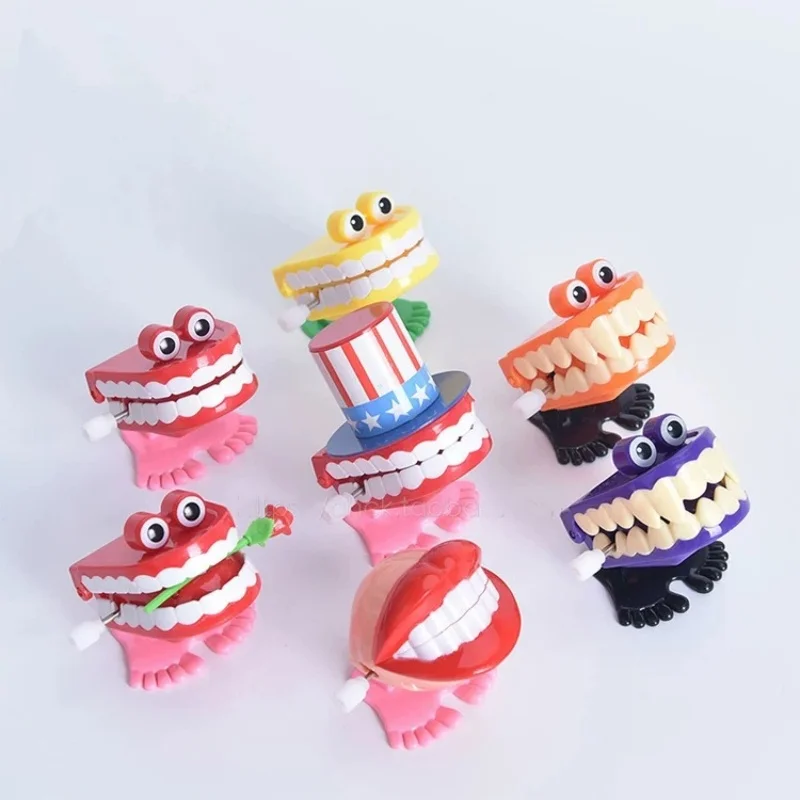 10/20pcs Tooth Shape Clockwork Toy Mini Funny Cute Walking Children Jump Teeth Running Clockwork Spring Wind Up Toy Kid Gift