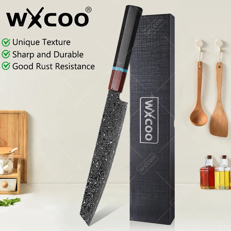 

WXCOO Профессиональный японский нож шеф-повара VG10 Дамасская сталь Кухонный тесак Ножи для очистки овощей нарезка мяса, рыбы, фруктов с подарочной коробкой