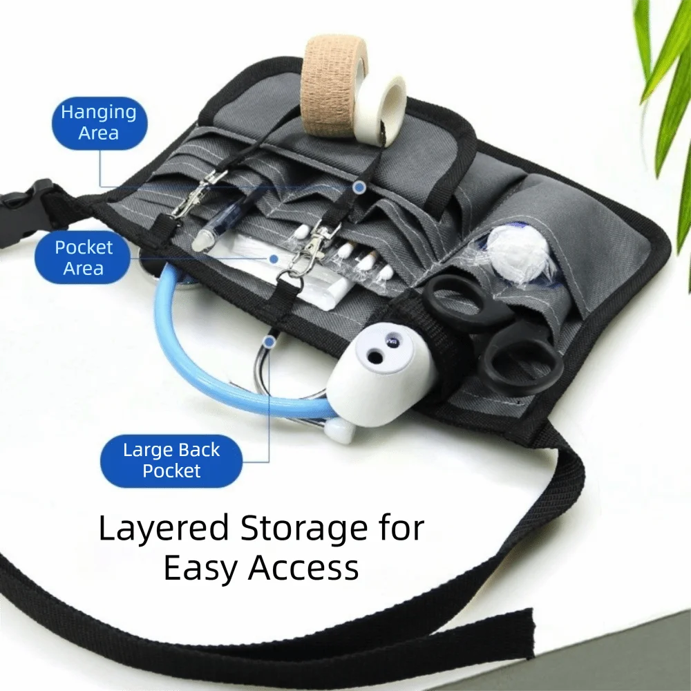 

Multi Pocket Nurse Fanny Pack Thickened Adjustable Waist Strap Tool Waist Bag Organizer Pouch Oxford Cloth Nursing Belt Bag