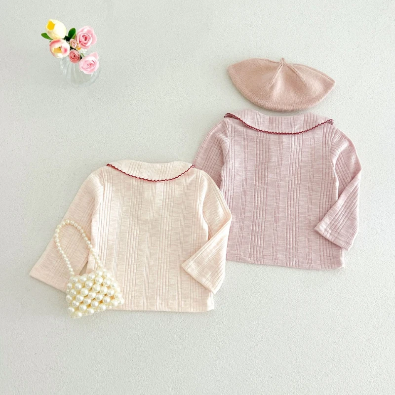 2026 Autumn New Cute Strawberry Embroidered Doll Collar Long Sleeve Bottom Shirt for Girls