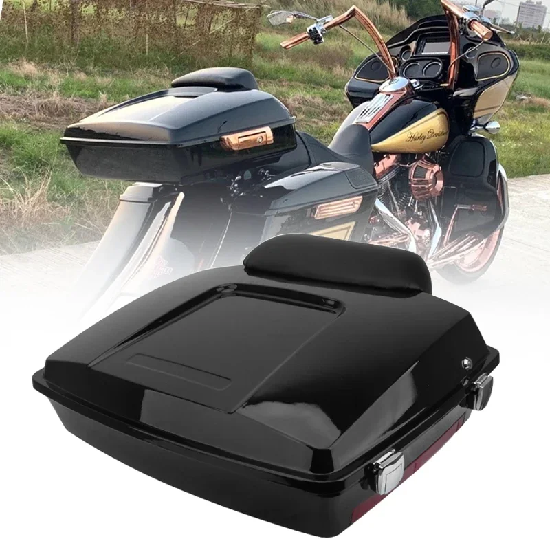 Motorcycle Black Chopped Tail Boxes Top Box Case Tour Pak Trunk for n Touring 1997-2013