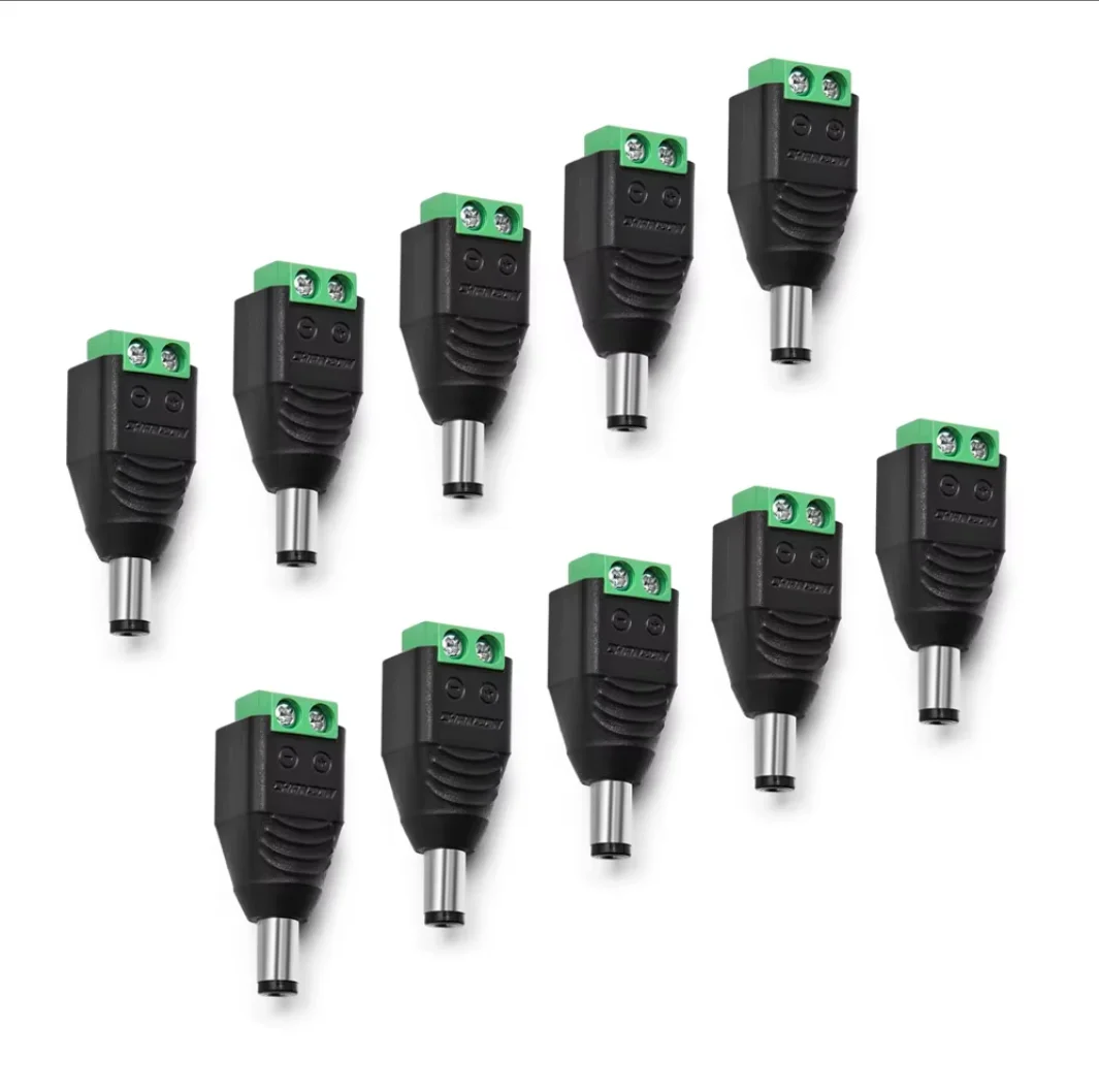 5 paar mannelijke en vrouwelijke lasvrije DC-stekker 5,5 * 2,1 mm lasvrije DC vrouwelijke kop groene terminal monitoring stekker push-but