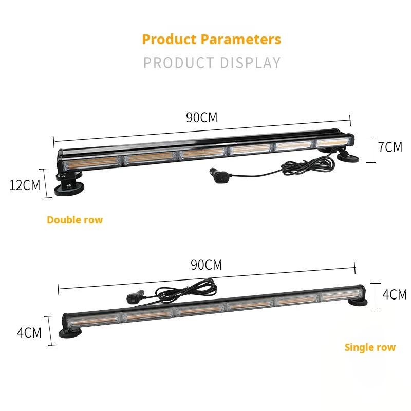 COB 12V 24V Flash Lights LED Strobe Amber Articles For Vehicles Police Car Stroboscope Magnetic Warning Light Emergency  Red